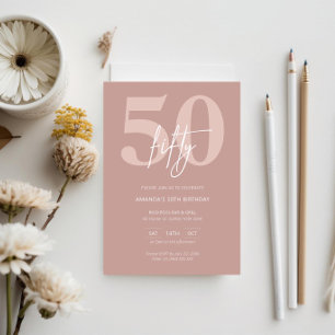 Minimalist Modern Pink 50th Birthday Party Invitation