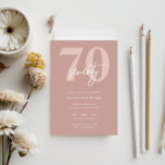 Minimalist Modern Pink 70th Birthday Party Invitation<br><div class="desc">This minimalist typography 70th birthday party invitation is perfect for a modern birthday party. The simple design features classic white text on pink background. Customisable in any colour. Keep the design minimal and elegant, as is, or personalise it by adding your own graphics and artwork. For more advanced customisation of...</div>