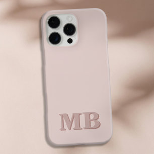 Minimalist Modern Pink Beige Initial Monogram iPhone 16 Pro Max Case