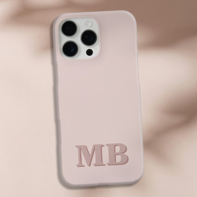 Minimalist Modern Pink Beige Initial Monogram iPhone Case (Creator Uploaded)