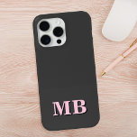 Minimalist Modern Pink Black Initial Monogram<br><div class="desc">Pink Black Minimalist Modern Initial Monogram Phone Case. Create your own personalised iPhone Case with custom initial name.</div>