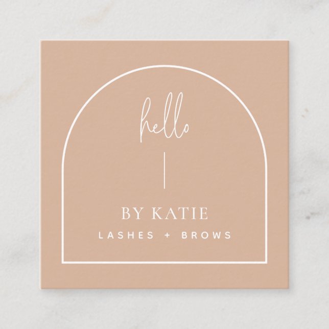 Minimalist Modern Pink Blush Arch Beauty  Square Business Card (Front)