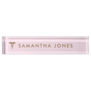 Minimalist Modern Pink doctor Nameplate