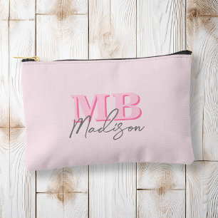 Minimalist Modern Pink Initial Monogram Accessory Pouch