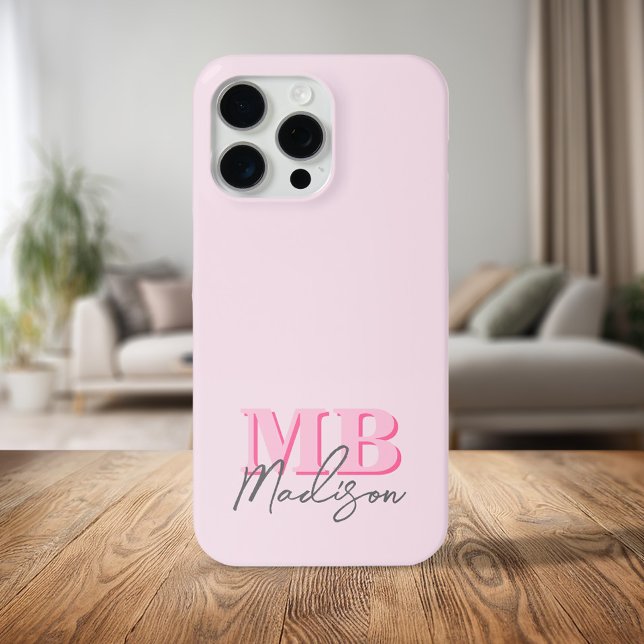 Minimalist Modern Pink Initial Monogram Case-Mate iPhone Case (Creator Uploaded)