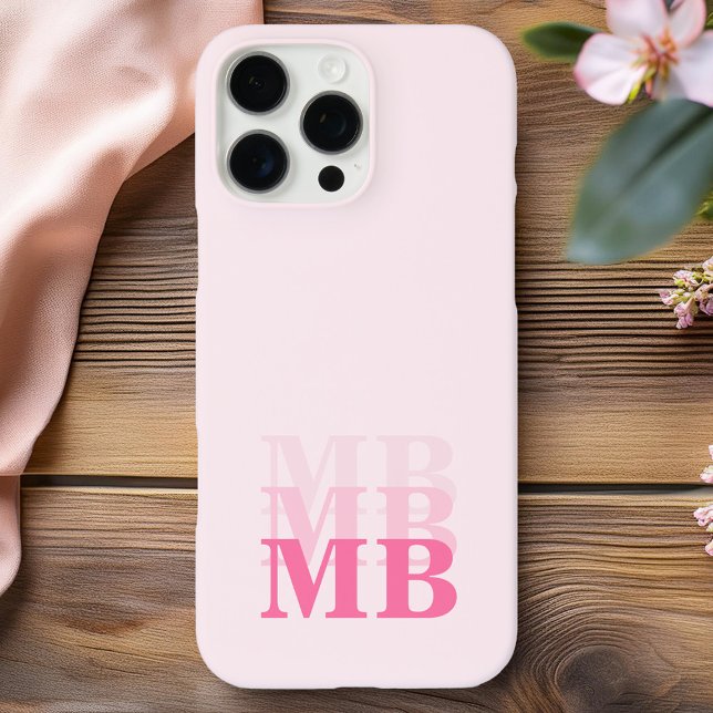 Minimalist Modern Pink Initial Monogram Case-Mate iPhone Case (Creator Uploaded)