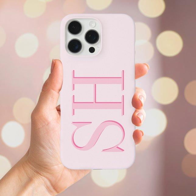 Minimalist Modern Pink Initial Monogram Case-Mate iPhone Case (Creator Uploaded)