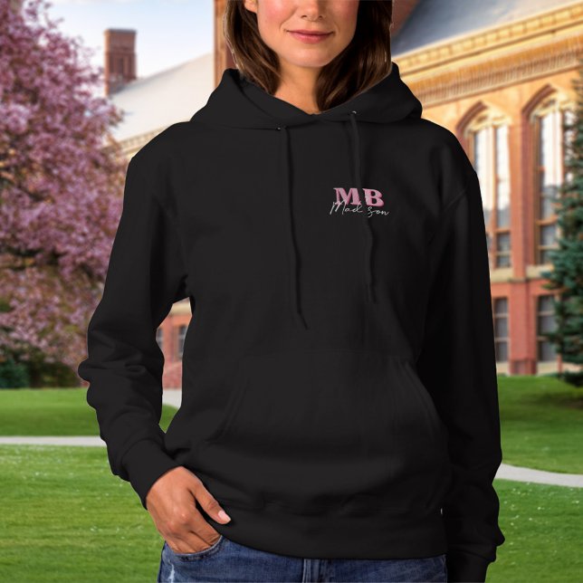 Minimalist Modern Pink Initial Monogram Hoodie (Creator Uploaded)
