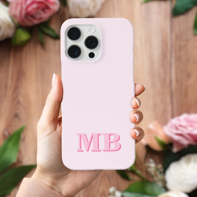 Minimalist Modern Pink Initial Monogram iPhone Case (Creator Uploaded)