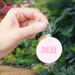 Minimalist Modern Pink Initial Monogram Key Ring<br><div class="desc">Pink Minimalist Modern Initial Monogram Keychain. Create your own personalised keychain with custom initial name.</div>