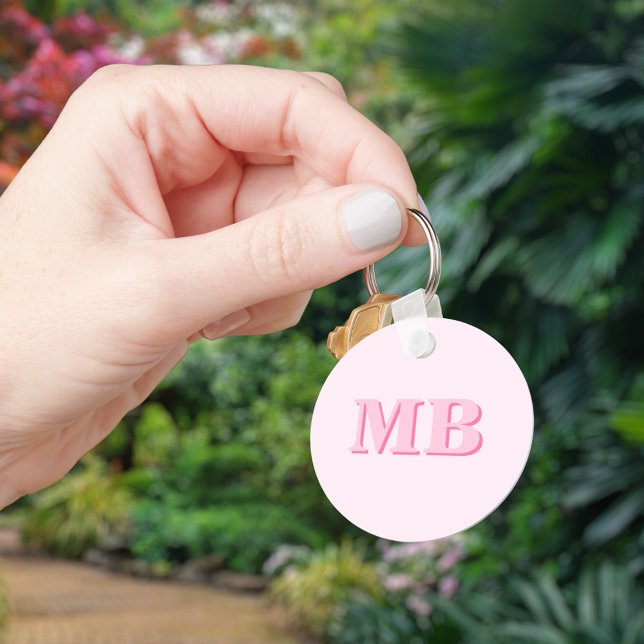Minimalist Modern Pink Initial Monogram Key Ring (Creator Uploaded)