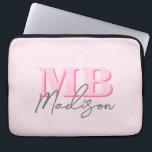 Minimalist Modern Pink Initial Monogram Laptop Sleeve<br><div class="desc">Create your own personalised laptop sleeve with modern minimalist initials and script calligraphy monogram name. Available in a variety of colours sizes.</div>