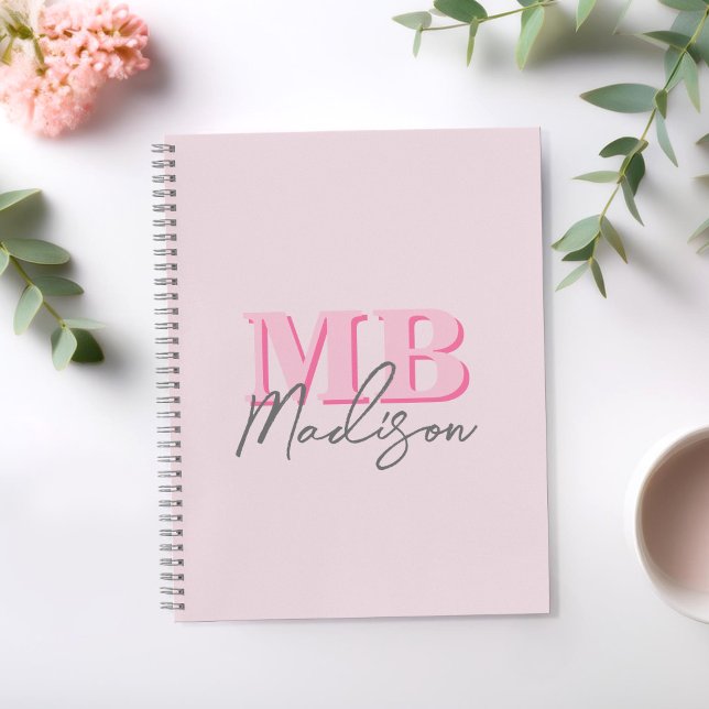 Minimalist Modern Pink Initial Monogram Notebook (Creator Uploaded)
