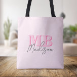 Minimalist Modern Pink Initial Monogram Tote Bag<br><div class="desc">Create your own personalised tote bag with modern minimalist initials and script calligraphy monogram name. Available in a variety of colours sizes.</div>