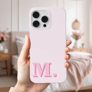 Minimalist Modern Pink Monogram Initial iPhone 16 Pro Max Case