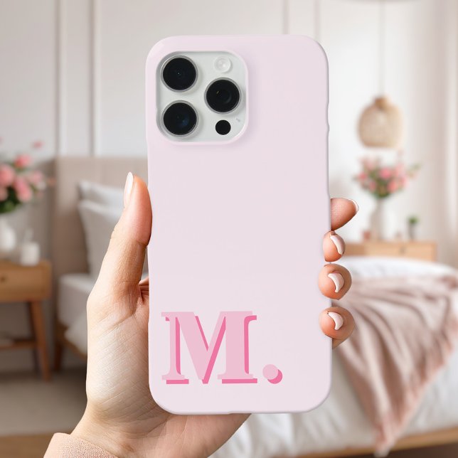 Minimalist Modern Pink Monogram Initial Case-Mate iPhone Case (Creator Uploaded)