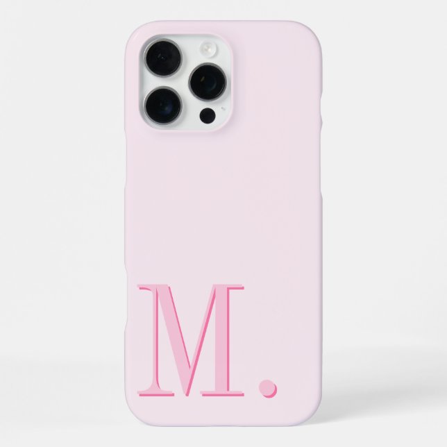 Minimalist Modern Pink Monogram Initial iPhone Case (Back)