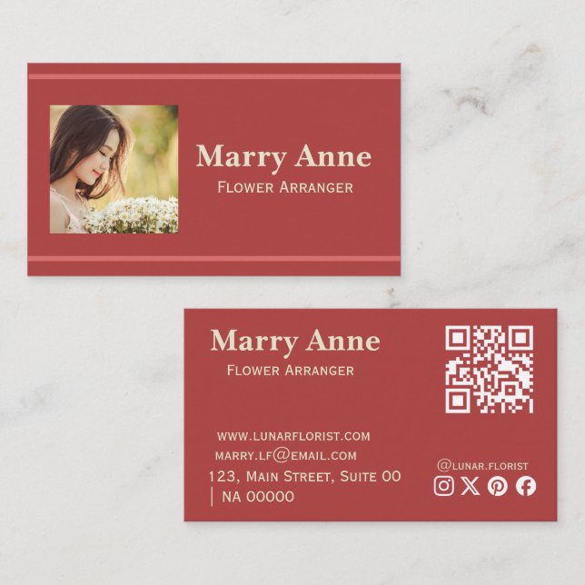 Minimalist Modern Pink Rose Florist Elegant Business Card (Front/Back)