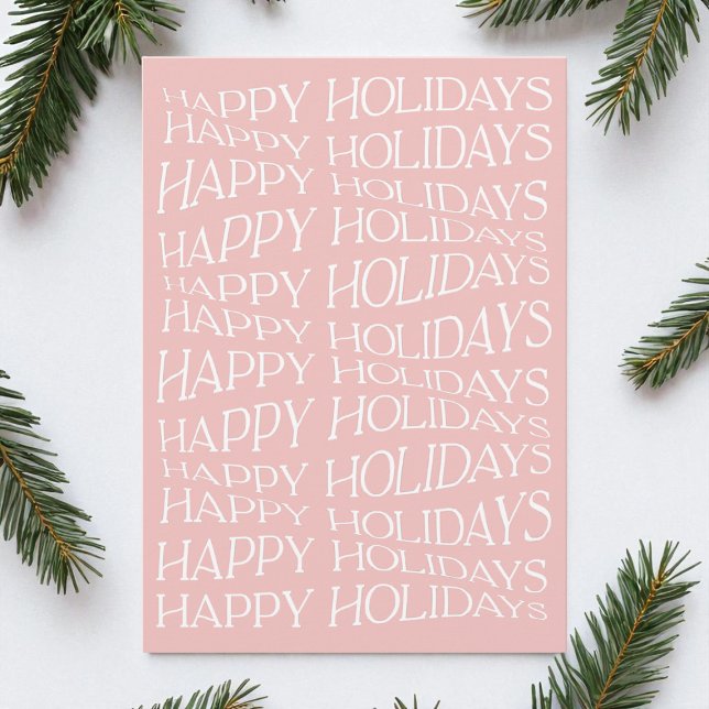 Minimalist Modern Pink Typography Happy Holidays Holiday Card (Minimalist Modern Pink Typography Happy Holidays Holiday Card)