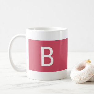 Minimalist Modern Pink & White Monogram Farmhouse Coffee Mug