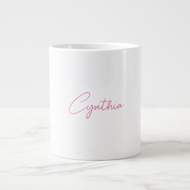 Minimalist Modern Plain Calligraphy Add Name Large Coffee Mug (Front)