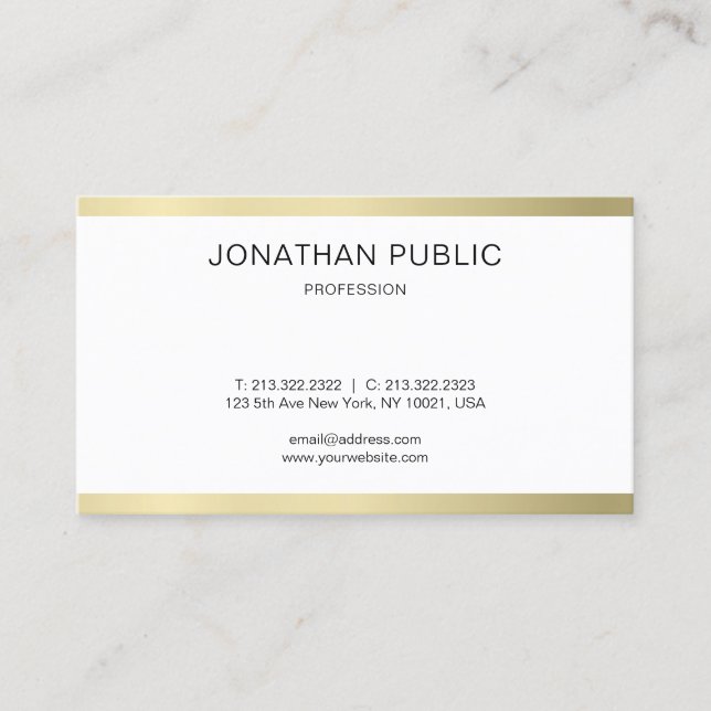 Minimalist Modern Plain Gold Look Luxury Trendy Business Card (Front)