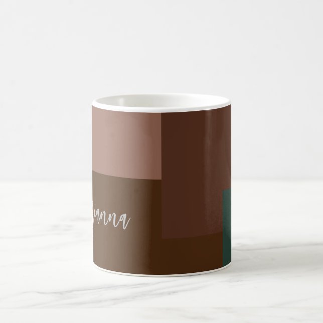 Minimalist Modern Plain Handwritten Own Name Brown Coffee Mug (Center)