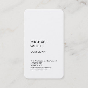 Minimalist Modern Plain Simple Vertical White Business Card
