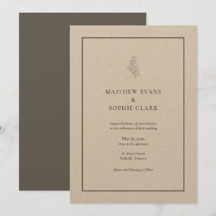 Minimalist Modern Plant Leaf Wedding Invitation