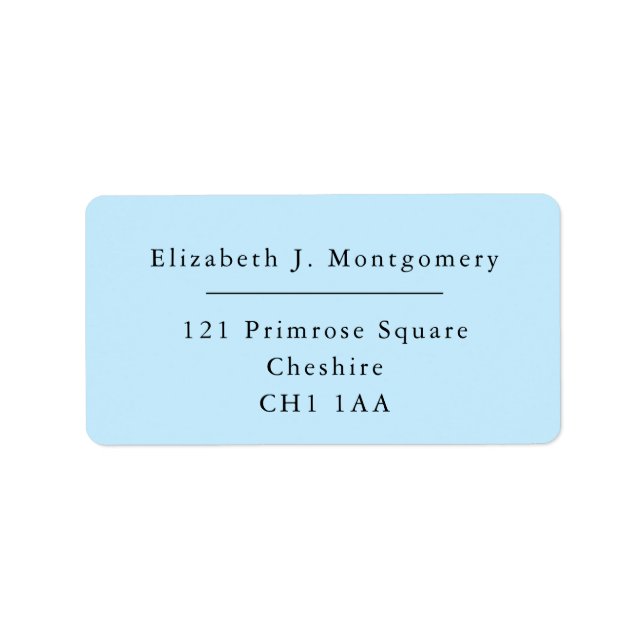 Minimalist Modern Powder Blue Return Address   Label (Front)