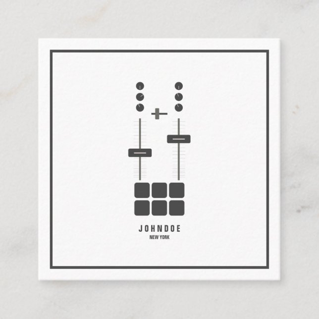 Minimalist | Modern Professional Audio Engineer DJ Square Business Card (Front)