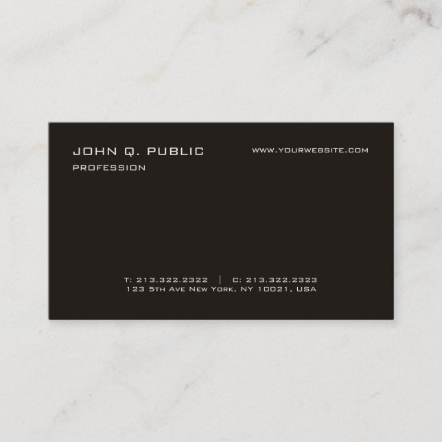 Minimalist Modern Professional Black White Simple Business Card (Front)
