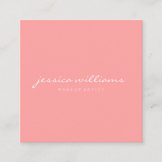 Minimalist Modern Professional Coral Square Business Card (Front)