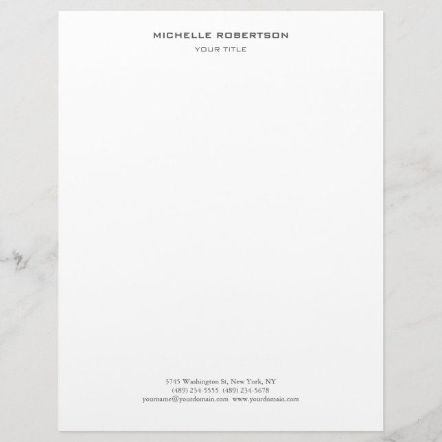 Minimalist Modern Professional Custom Letterhead (Front)