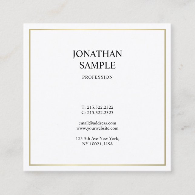 Minimalist Modern Professional Design Stylish Luxe Square Business Card (Front)