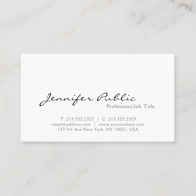 Minimalist Modern Professional Elegant White  Business Card (Front)