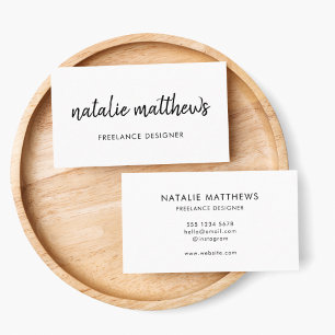 Minimalist Modern Professional Handwritten White Business Card