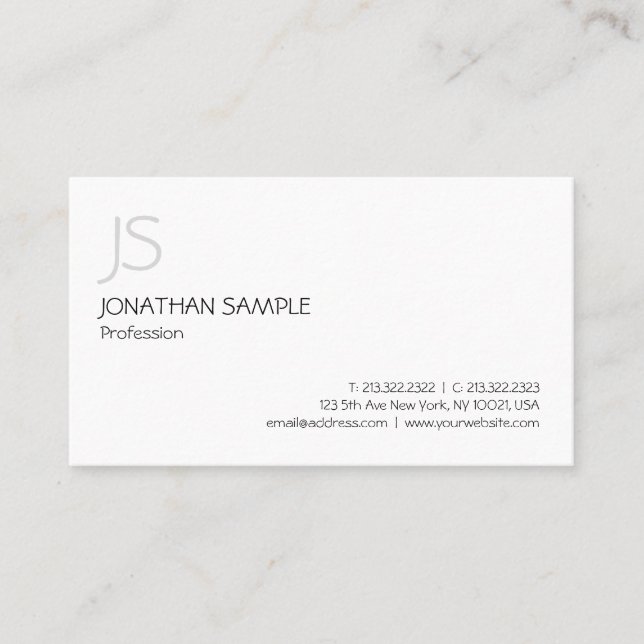 Minimalist Modern Professional Monogram Elegant Business Card (Front)