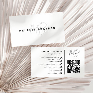 Minimalist Modern Professional Monogram QR Code Business Card