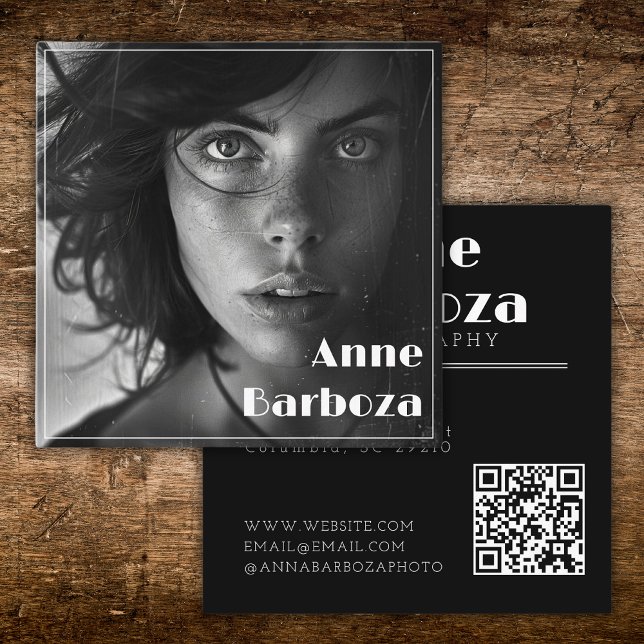 Minimalist Modern Professional Photo QR Code Square Business Card (Creator Uploaded)