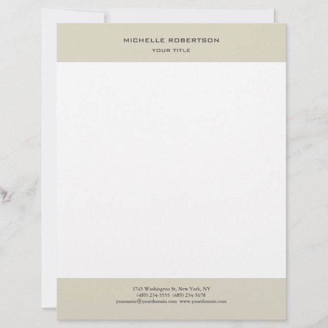 Minimalist Modern Professional Plain Custom Letterhead (Front)