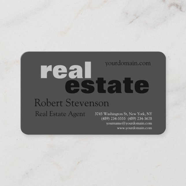 Minimalist Modern Professional Real Estate Agent Business Card (Front)