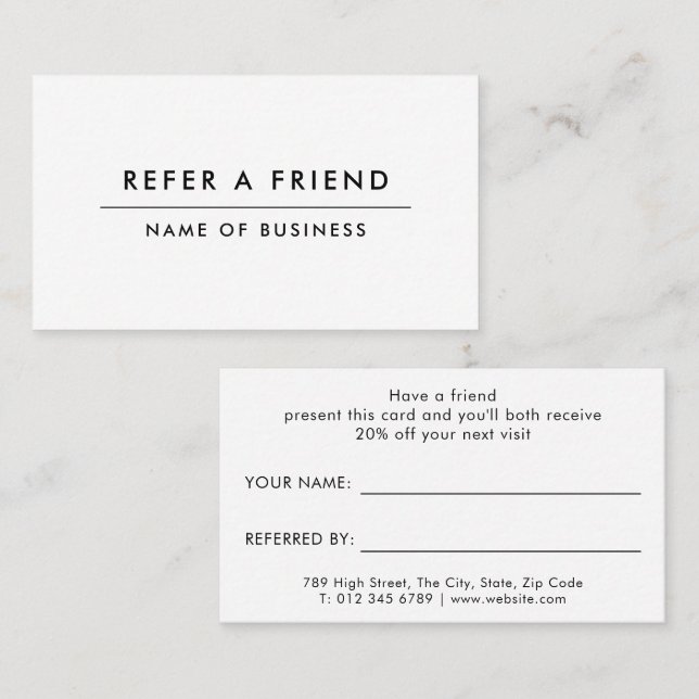 Minimalist Modern Professional Referral Card (Front/Back)
