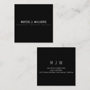 minimalist modern professional simple plain black square business card