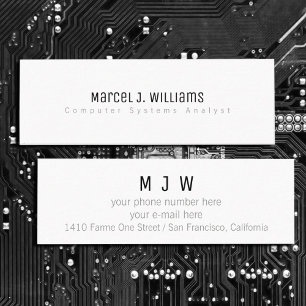 Minimalist Modern professional simple plain white Mini Business Card