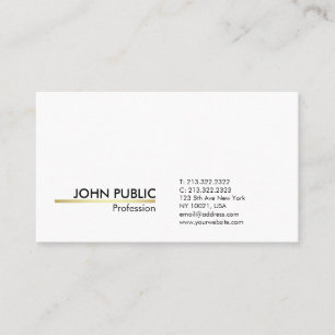 Minimalist Modern Professional White Gold Simple Business Card