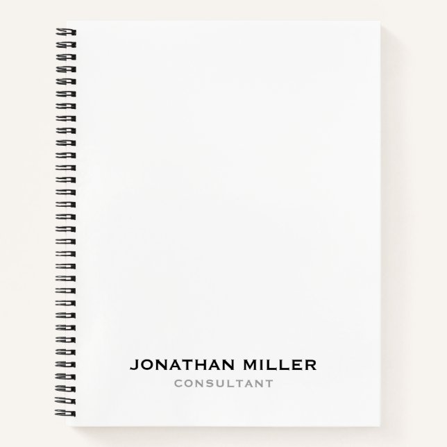 Minimalist Modern Professional White Notebook (Front)