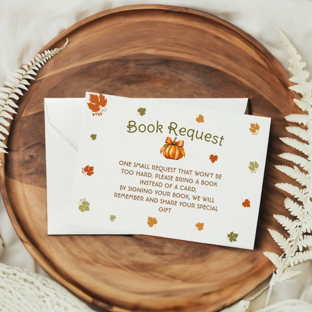 Minimalist Modern Pumpkin Baby Shower Book Request Enclosure Card (Creator Uploaded)