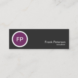minimalist modern purple circle monogram mini business card