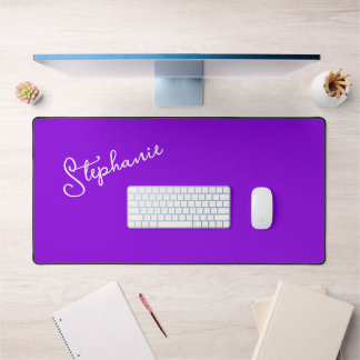Minimalist Modern Purple Personalised Name Script  Desk Mat